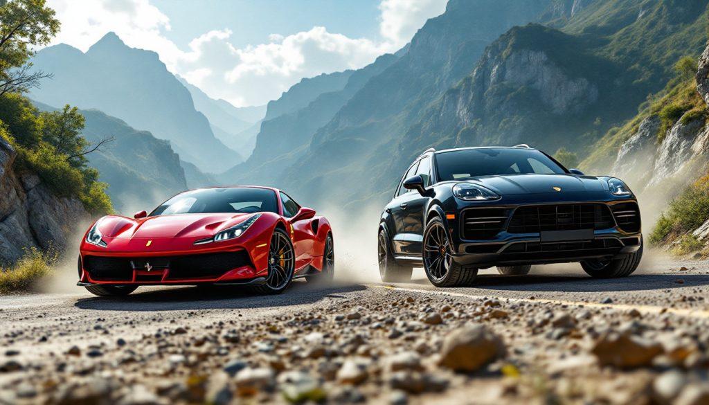 découvrez le face-à-face épique entre la ferrari purosangue et la porsche cayenne turbo, deux suv de luxe qui allient performance et élégance. plongez dans cet affrontement fascinant où la puissance et le design s'affrontent pour déterminer le roi des routes.