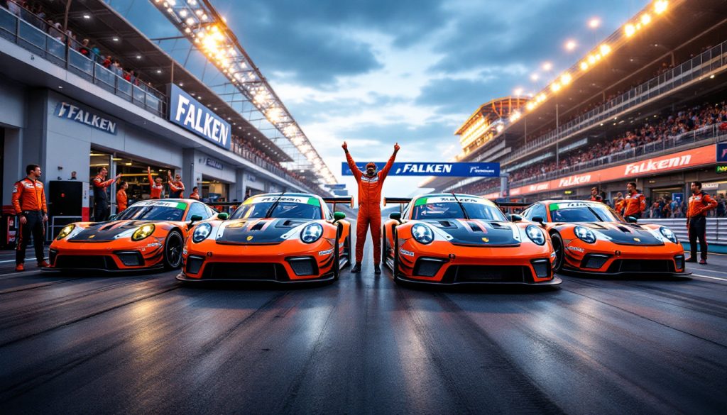 découvrez comment falken et le quatuor des porsche 911 gt3 r dominent la scène de la nls 1, offrant des performances époustouflantes et un spectacle inoubliable sur la piste.