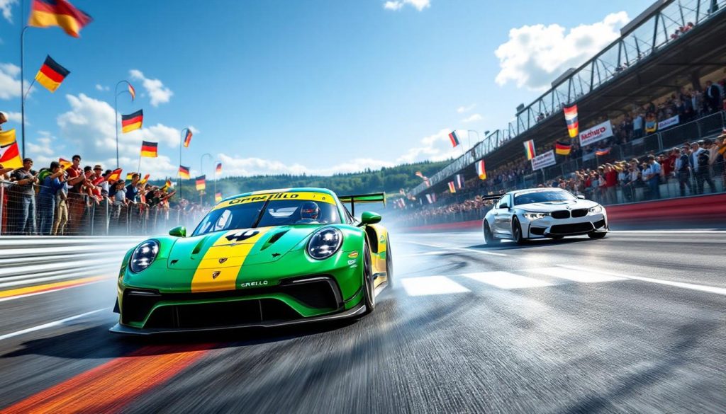 découvrez les moments forts du dernier h de nürburgring où la célèbre porsche 'grello' a franchi la ligne d'arrivée en tête, mais c'est finalement bmw qui a remporté la victoire. plongez dans l'ambiance palpitante des courses d'endurance et les performances impressionnantes des deux géants de l'automobile !