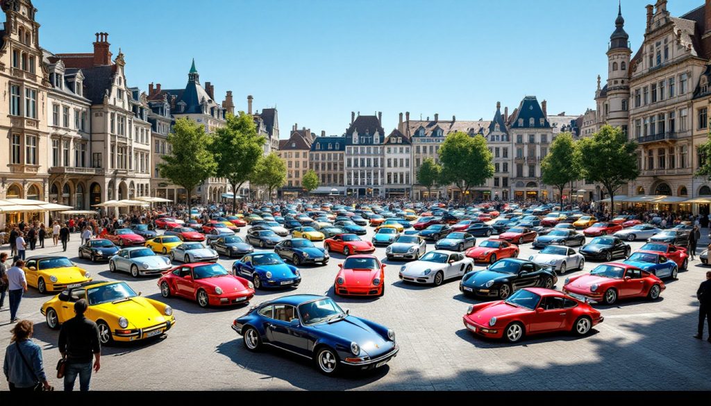 découvrez le spectaculaire rassemblement de près de 200 porsche, de toutes les générations, sur la grand-place d’aire-sur-la-lys. un événement unique pour les passionnés d’automobiles et d’histoire, à ne pas manquer !
