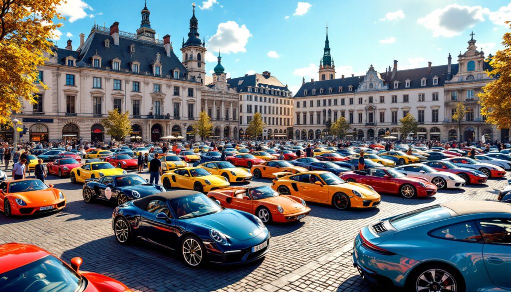 découvrez le rassemblement impressionnant de près de 200 porsche sur la grand-place d'aire-sur-la-lys à l'occasion de la ch'ti classic : un événement automobile incontournable et haut en couleur au cœur des hauts-de-france.