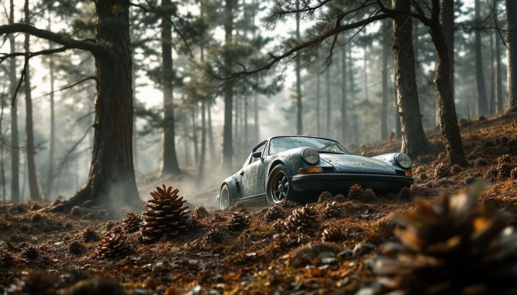 découvrez l'incroyable renaissance d'une porsche 911 laissée à l'abandon pendant 31 ans sous un tas de pommes de pin, révélant une histoire fascinante de restauration et de passion automobile.