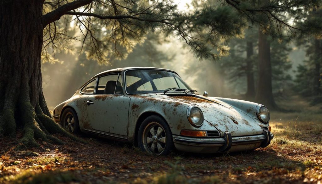 découvrez l'incroyable histoire d'une porsche 911 retrouvée sous un sapin après 31 ans d'abandon, une découverte spectaculaire qui ravira les passionnés d'automobiles.