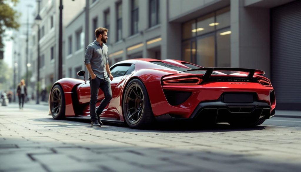 découvrez l'incroyable vidéo où un homme conduit une porsche carrera gt factice aux dimensions étonnamment déformées, un spectacle surprenant qui défie la réalité !