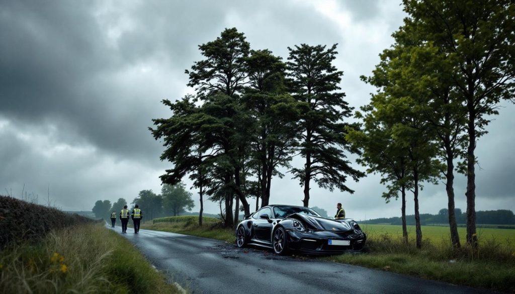 près de dieppe, un conducteur a été victime d'un malaise au volant de sa porsche, provoquant un spectaculaire accident en percutant plusieurs arbres. découvrez les détails de cet incident impressionnant.