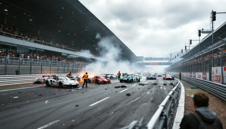 un spectaculaire accident lors de la porsche carrera cup provoque un retard au départ du grand prix de formule 1 au japon, impactant le déroulement de la course.