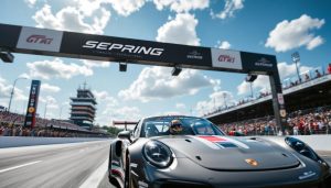 julien andlauer remporte une victoire éclatante aux 12 heures de sebring en pilotant une porsche, démontrant son talent et la performance de la marque.