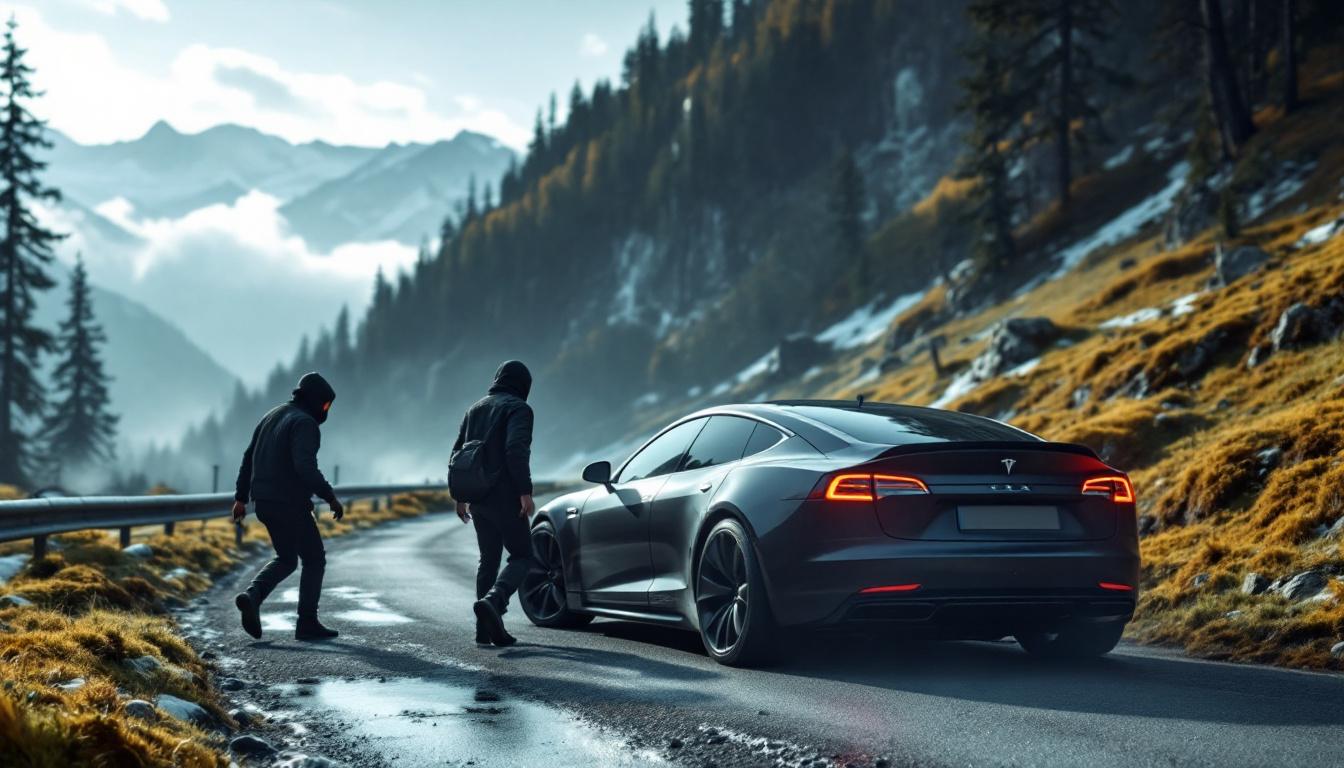 en suisse, des voleurs subtilisent une porsche sous la surveillance d'une tesla, mais leur fuite est de courte durée grâce à une intervention rapide.