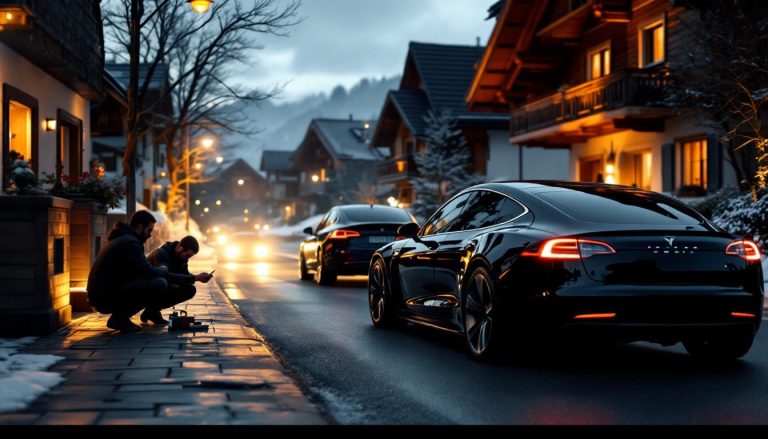 en suisse, des voleurs tentent de dérober une porsche sous la surveillance d'une tesla, mais leur acte est rapidement stoppé grâce à la vigilance technologique, conduisant à leur capture rapide.