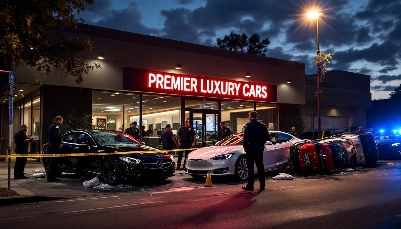 des malfaiteurs s'échappent à bord de véhicules de luxe, dont une audi rs6 et une porsche, après avoir pris la fuite avec plusieurs voitures en mauvais état.