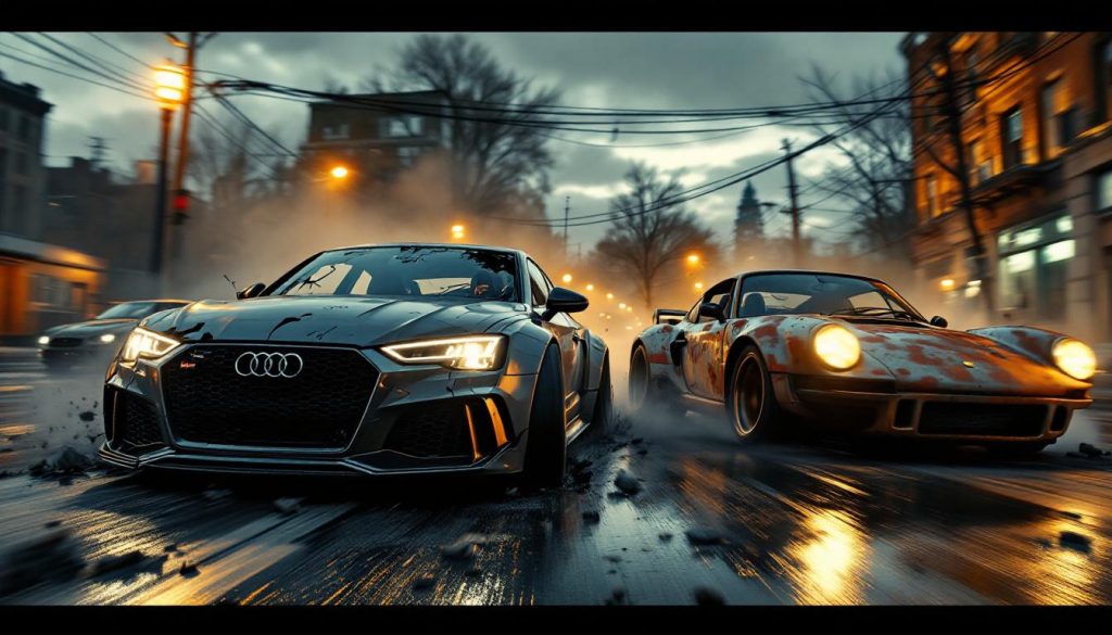 des malfaiteurs ont dérobé plusieurs véhicules de luxe, dont une audi rs6 et une porsche, avant de prendre la fuite. découvrez les détails de ce braquage spectaculaire impliquant des voitures en piteux état.