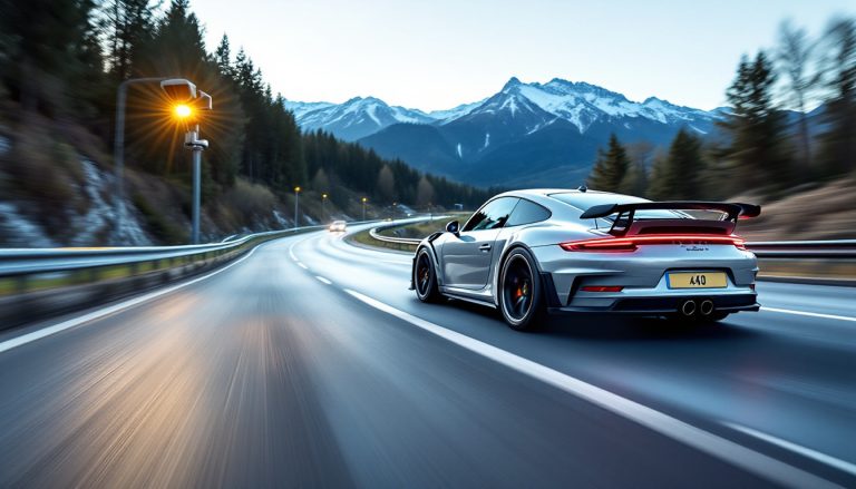 en haute-savoie, une porsche 911 gt3 a été flashée à 312 km/h sur l’a40, bien au-delà de la limite autorisée.