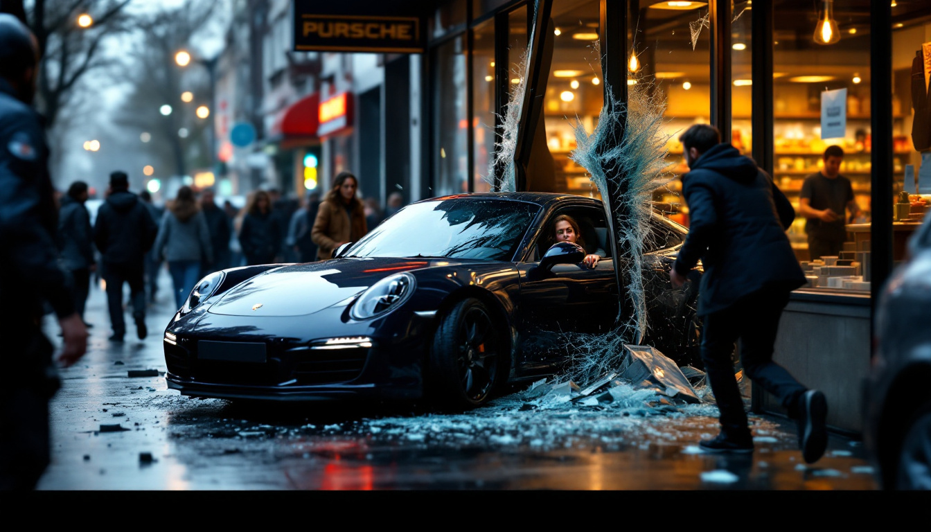 après avoir percuté l’entrée d’un carrefour market avec sa porsche, un conducteur prend la fuite, laissant sa passagère blessée.